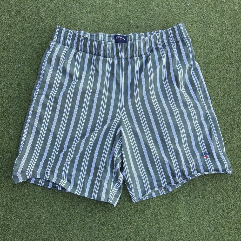 Noah NY Plaid Men's Shorts Size Large Lightweight Green Striped 100% Cotton